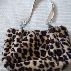 Brown and Cream Animal Print Shoulder Bag